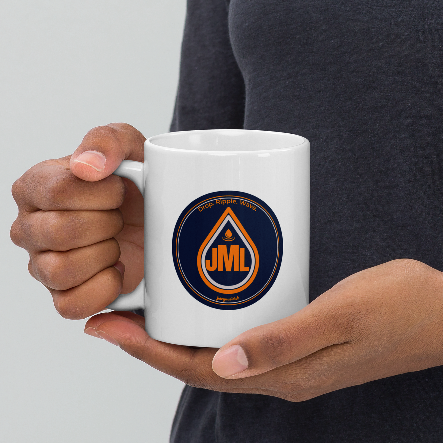 JML logo white glossy mug