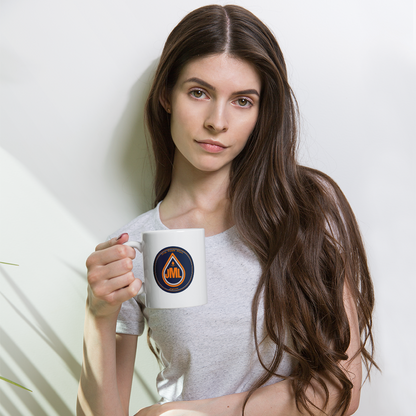 JML logo white glossy mug